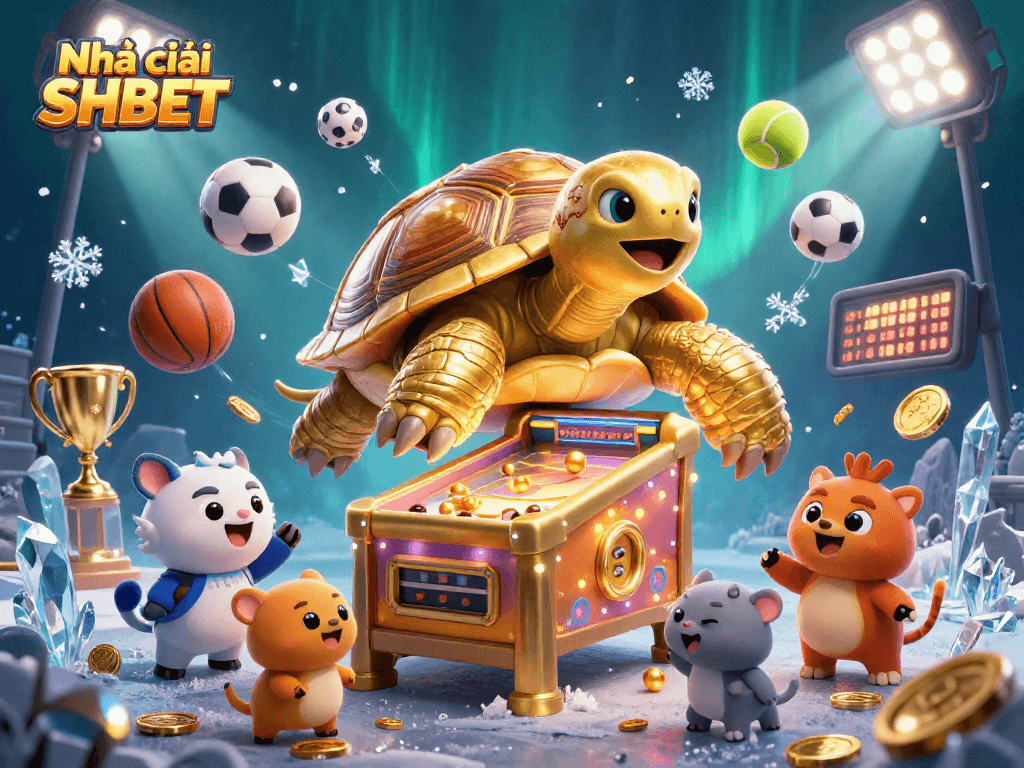 Experience the excitement of Nhà cái SHBET with a vibrant 3D illustration showcasing dynamic games and fun.