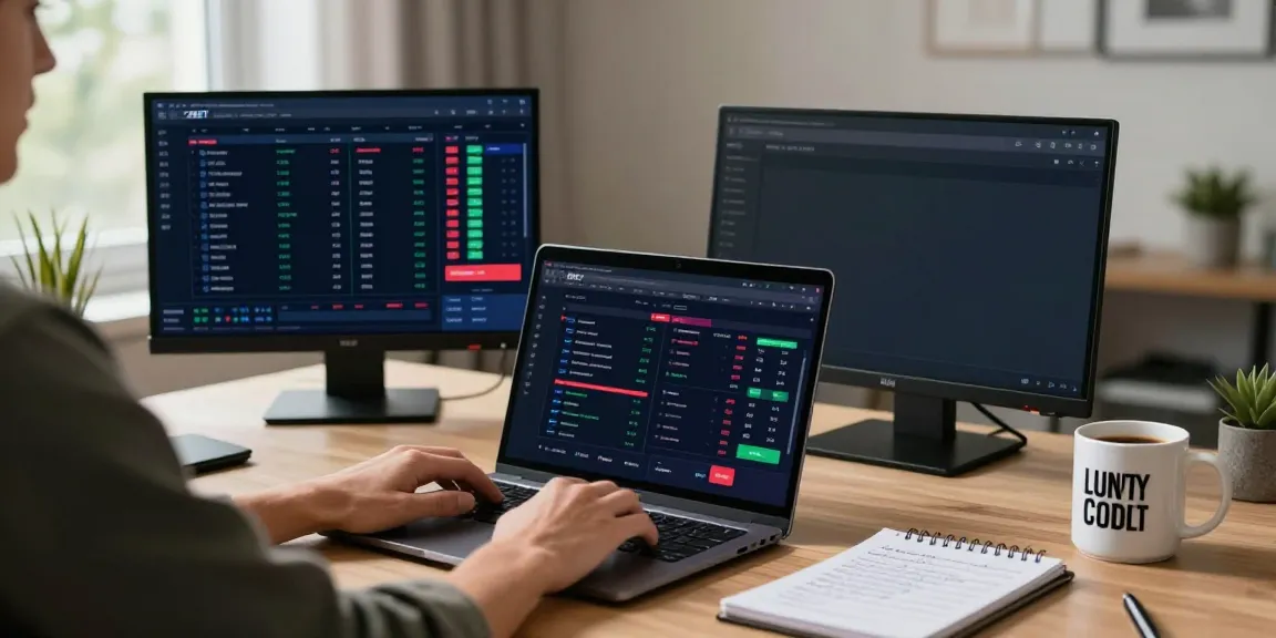 ZBET online gambling scene with sports betting platform on a laptop and engaging workspace.