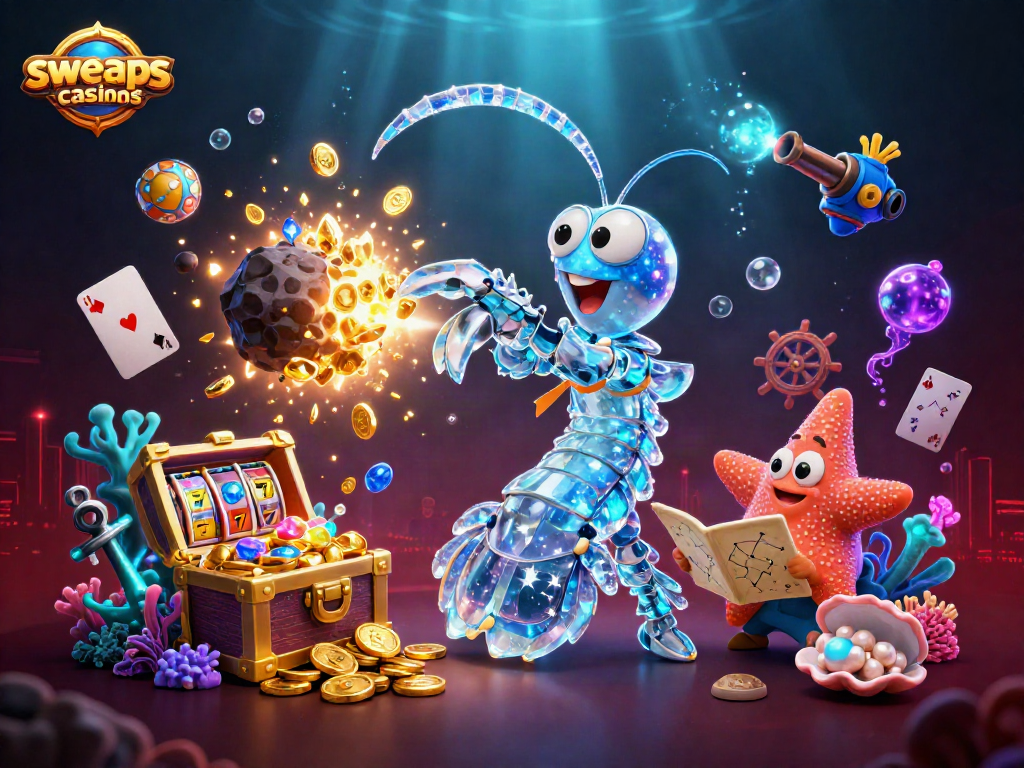 Engage in sweeps casinos with a vibrant 3D scene showcasing galactic samurai and treasure treasures.