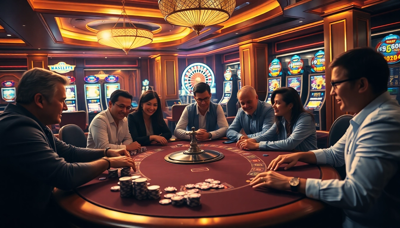 Experience the excitement of online gambling at https://mb66.ski/ with vibrant casino scenes.