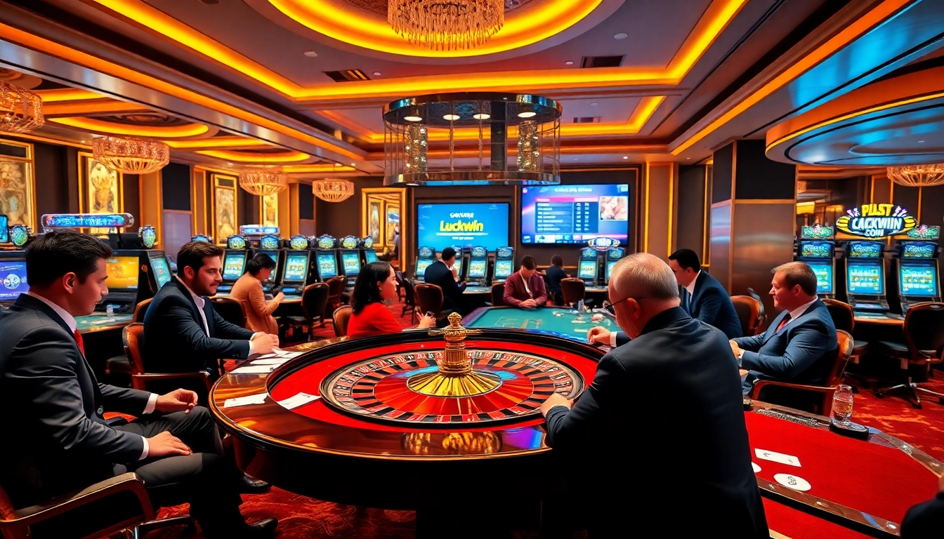 Experience thrilling gameplay at luckywin com with this vibrant casino scene full of action.