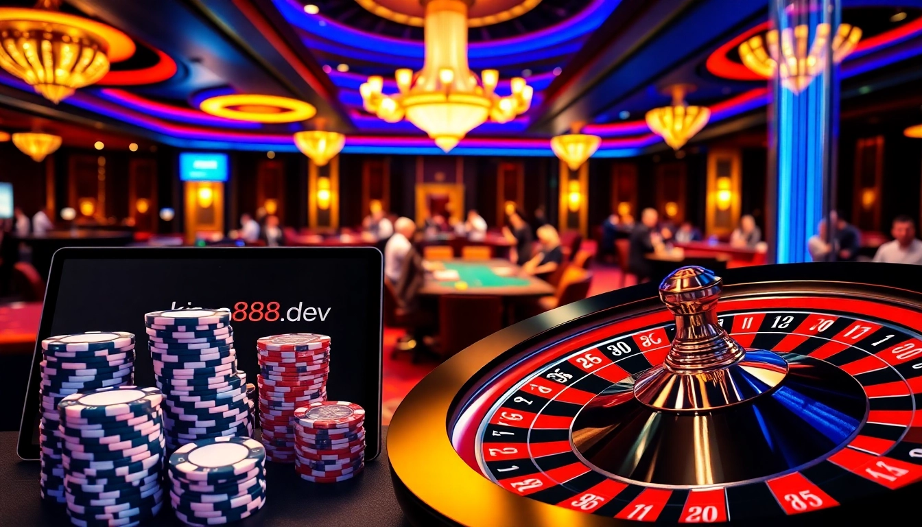 Experience the excitement of online gambling at king888.dev with vibrant casino tables and engaging games.