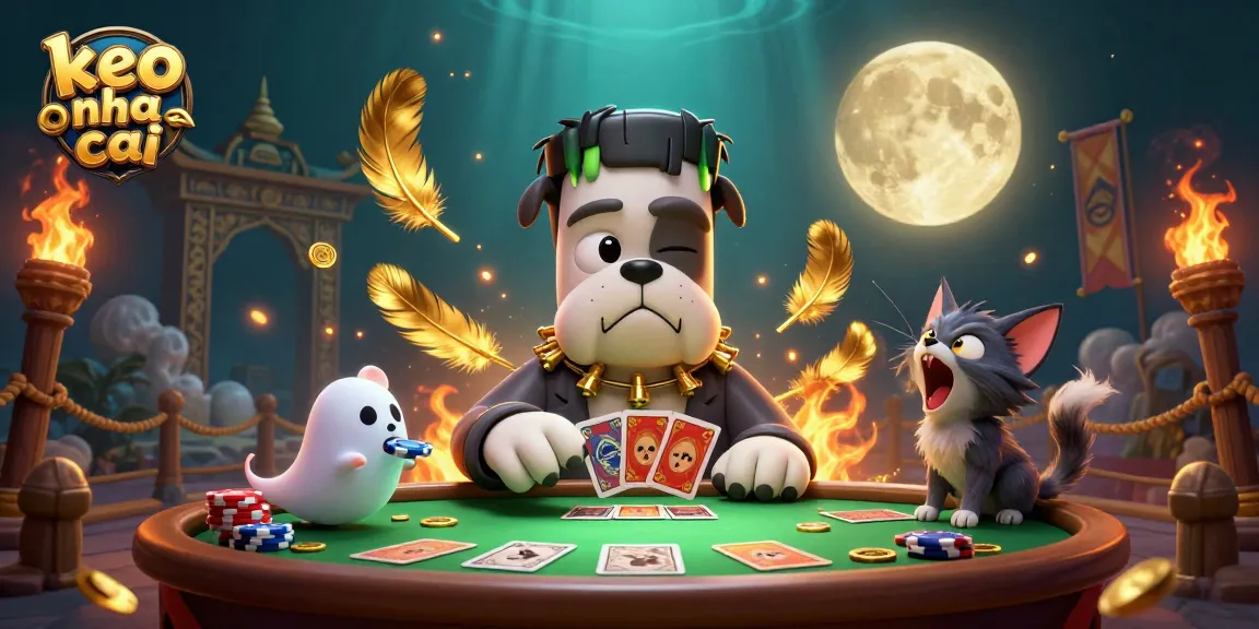 Experience the excitement of keo nha cai at a vibrant casino table with dynamic characters.