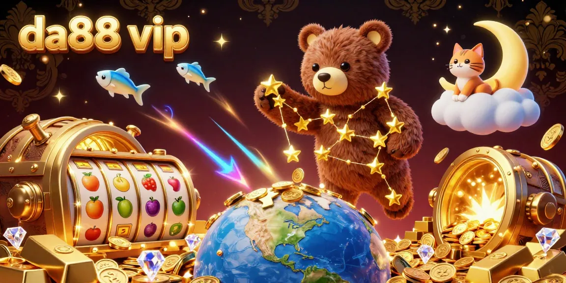 Spin and win big with da88 vip in this vibrant 3D casino illustration showcasing thrilling slot elements.