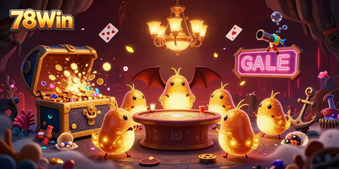 Experience the excitement of 78Win in a dynamic cave casino with glowworms and vibrant treasures.