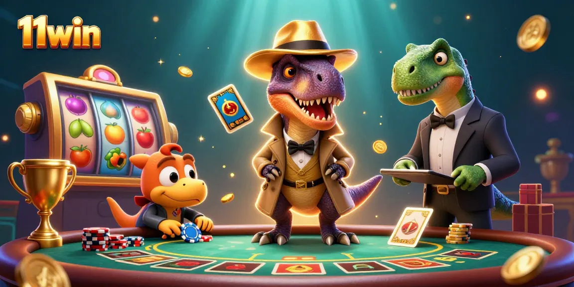 Engage in thrilling blackjack action with 11win's vibrant 3D casino scene.